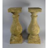 A Pair of Fibre Glass Patio Vase Shape Stands, Made to Appear as Stone, Each 53cm High