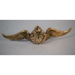 A Bronze RAF Crested Mount with Outstretched Wings Either Side, 27cm Wide