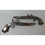 A Pair of 18th Century Style Scottish All Steel Flintlock Belt Pistols, 19cm Round Barrel with