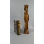 A Continental Carved Pine Figure of Jesus, 37cm High Together with a Bound Volume Date 1890, The