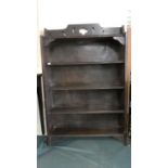 An Art Nouveau Oak Five Shelf Open Bookcase with Pierced Gallery, 76cm Wide