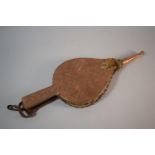 A Keswick School Pair of Copper Mounted Bellows Decorated in Relief with Pair of Mythical Birds,