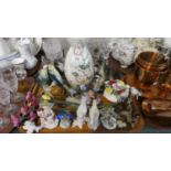 A Tray Containing Various Bird, Animal and Posy Ornaments, Maling Vase etc
