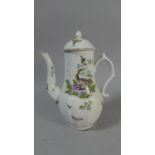 A Meissen Coffee Pot Hand Painted with Bird, Butterfly and Insect Decoration, (Hairline to Body)
