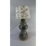 A Mid/Late 20th Century Glazed Stoneware Table Lamp with Star Burst Decoration, 65cm High