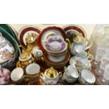 A Tray of Continental China to Include Coffee Sets, Decorated Plates, Teawares etc