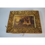 A Gilt Framed Chrystoleon Depicting Mother, Child and Lambs Under Blossom Tree, 25cm Wide