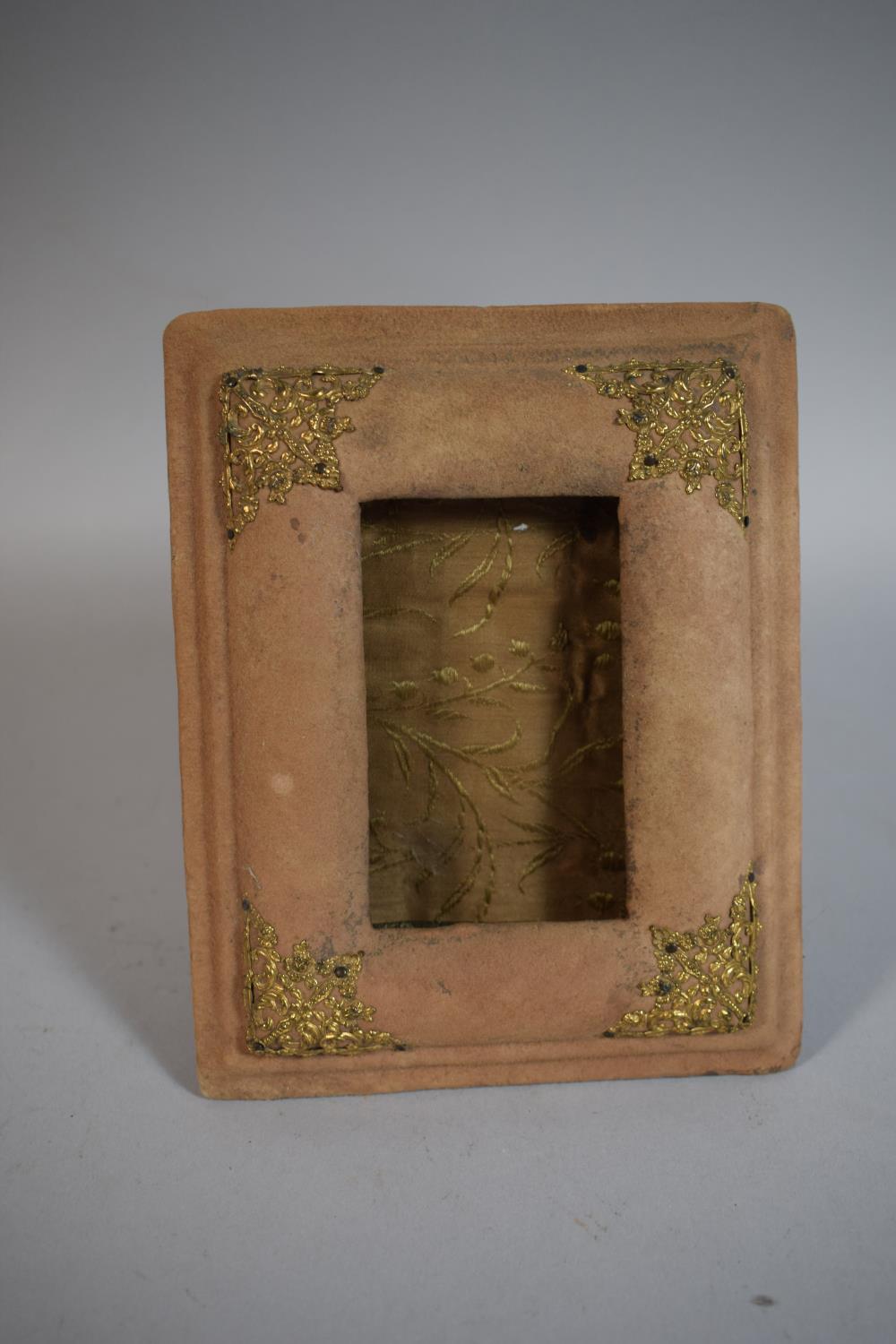 A Rectangular Gilt Decorated Easel Back Photo Frame, 17cm High