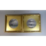 A Pair of Gilt Framed Oils Depicting Fishing Barges in Stormy Seas, Signed S L Kilpack Each 16cm