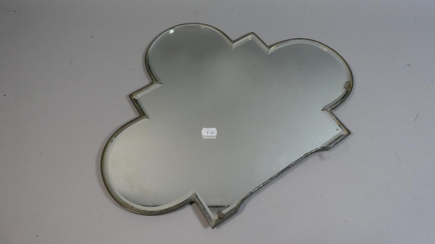 A Early 20th Century Shaped Wall Mirror with Bevelled Edge, 48cm Wide