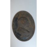 A Cast Metal Oval Plaque with Bust of C C Booth in Relief, 25cm High, Stamp BBB to Back