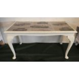 A Painted Coffee Table Decorated with Vintage Car Print to Top, 80cm Wide