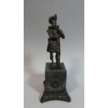 A Bronze Study of a Highland Soldier on Marble Plinth, 20cm High