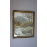 A Framed Water Colour Depicting Hill and Woodland Stream