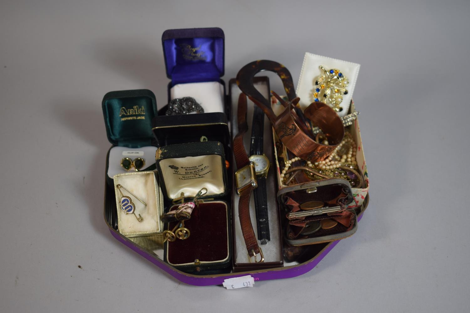 A Tray Containing Various Costume Jewellery, Wrist Watches etc