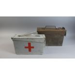 A Metal Ammunition Box and a Painted First Aid Box