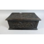 A 19th Century Carved Oak Rectangular Box, 28cm Wide