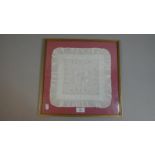 A Framed Monogrammed Ladies Silk Handkerchief