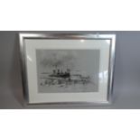 A Framed Charcoal, Morston Quay Signed Graham Parker 41cm Wide