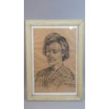 A Framed Charcoal Portrait of a Lady Signed Barron Benjamin, London 1989, 58cm High