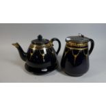 A Gilt Decorated Jackfield Teapot and Stand and a Matching Hot Water Jug