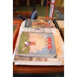 A Tray Containing 1930's Newspapers, Canadian Pacific Cruise Brochure, Children's Annual Etc