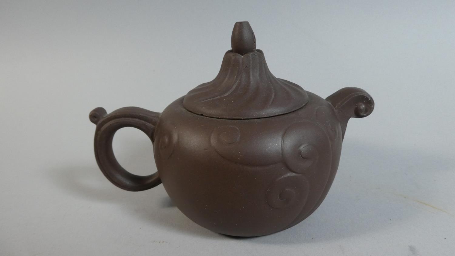 A Chinese Yixing Clay Teapot with Impressed Mark to Base, 9cm high