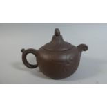 A Chinese Yixing Clay Teapot with Impressed Mark to Base, 9cm high
