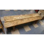 Two Wooden Benches, Each 185cm Long