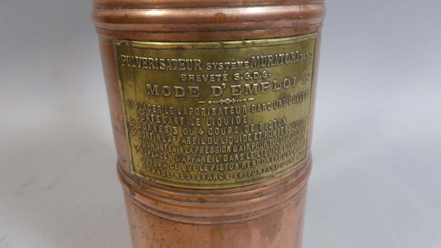 A Vintage Copper Garden Spray with Brass Label, 34cm High - Image 2 of 2