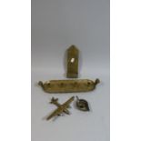 A Collection of Three Pieces of Brass Trench Art Together with a Miniature Candle Stick