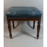 A Rectangular Leather Topped Stool with Turned Reeded Legs, 50cm Wide