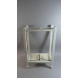 A White Painted Two Division Stick Stand with Metal Drip Trays, 38cm Wide