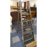 A Wooden Five Step Vintage Step Ladder