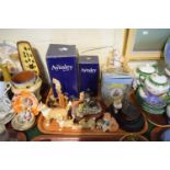 A Tray Containing Various Aynsley Animal Ornaments, Border Fine Art Beatrix Potter etc