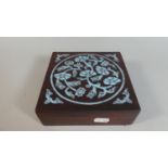 An Inlaid Wooden Box with Floral Decoration, 16cm Square