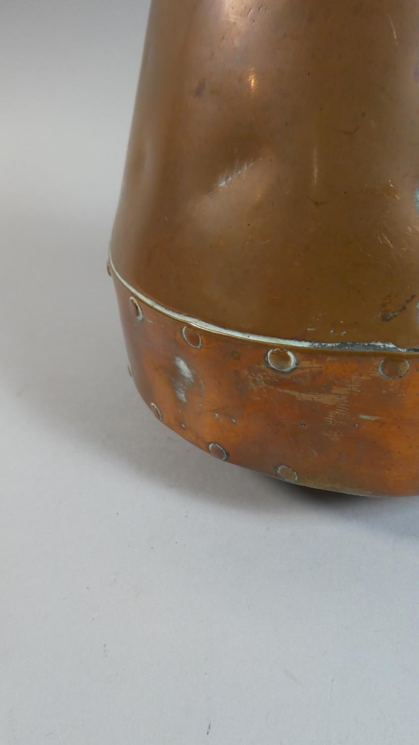 A Hand Beaten Silver Rimmed Copper Jug in the Arts and Crafts Style, 17.5cm High - Image 4 of 5