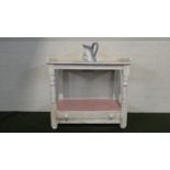 An Edwardian White Painted Two Tier Wash Stand with Base Drawer with Galleried Top, 72cm Wide