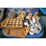 A Tray Containing Lladro, Wade and Pendelfin Ornaments, Souvenir Thimbles etc