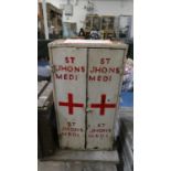 A Hand Painted Metal First Aid Wall Cabinet, 69cm High