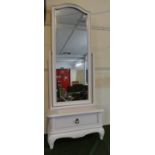 A White Painted Modern Cheval Mirror with Base Drawer