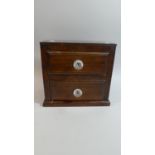 A Late Victorian Two Drawer Collector's Box with Glass Knobs, 27.5cm Wide