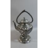 A Late Victorian Silver Plated Spirit Kettle on Stand with Burner