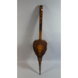 A Pair of Inlaid Mahogany Long Handled Bellows with Brass Nozzle and Stud Work, 114cm Long