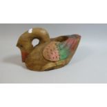 A Carved Wooden Study of a Swan with Painted Decoration, 32cm