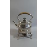 A Silver Plated Spirit Kettle on Stand with Burner