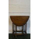 A Small Oak Barley Twist Drop Leaf Occasional Table, 61cm Wide