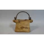 An African Wooden Carrying Box with Iron Loop Handle, 24cm Wide