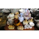 A Tray of Ceramics to Include Preserve Pot, Vases, Old Court Potpourri Pot etc