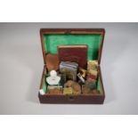 A Collection of Curios to Include Brass Whist Marker, Silver Plated Photo Frames, Miniature Bust of